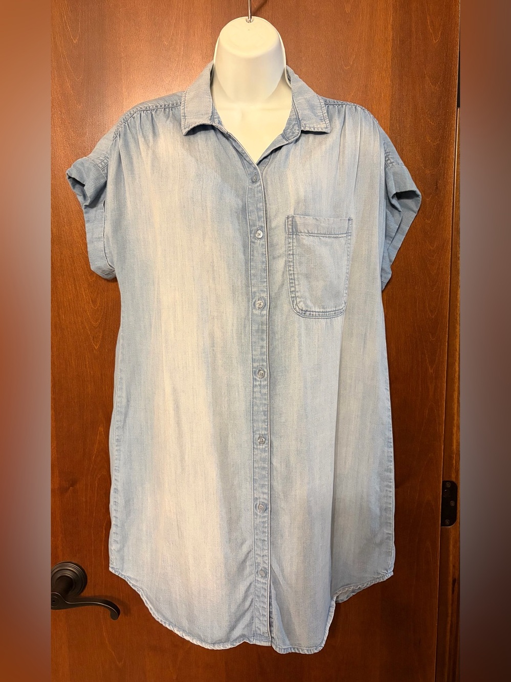 Cloth & Stone Light Wash Tencel mini Shirt Dress - S